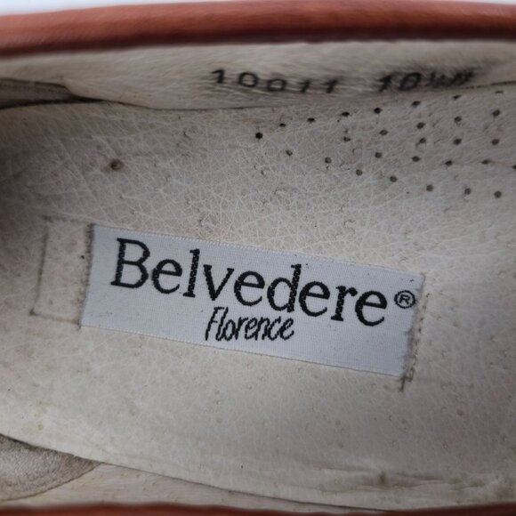 Belvedere Florence Italy Brown Beige Leather Tassel Loafers Men 10.5 Dress Shoes - Picture 5 of 11